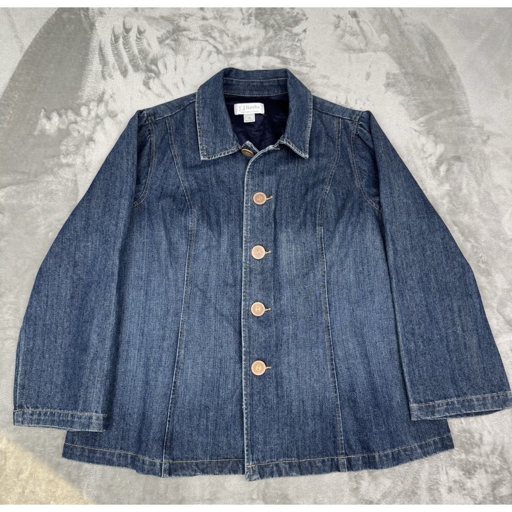 CJ Banks Jean Jacket Womens Plus 1X Blazer Business Casual Button Blue Denim